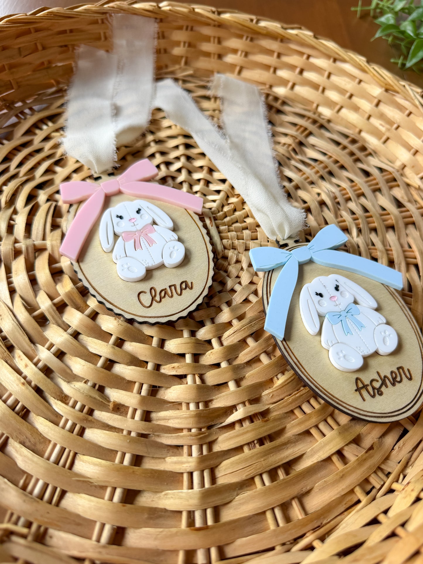 Vintage Style Bunny Easter Basket Tag