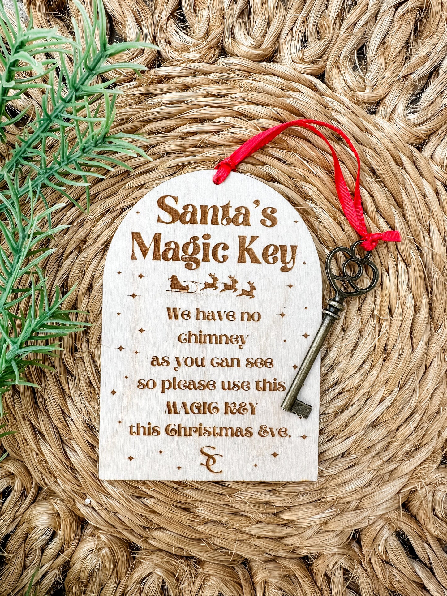 Santa's Magic Key Christmas Ornament Wooden