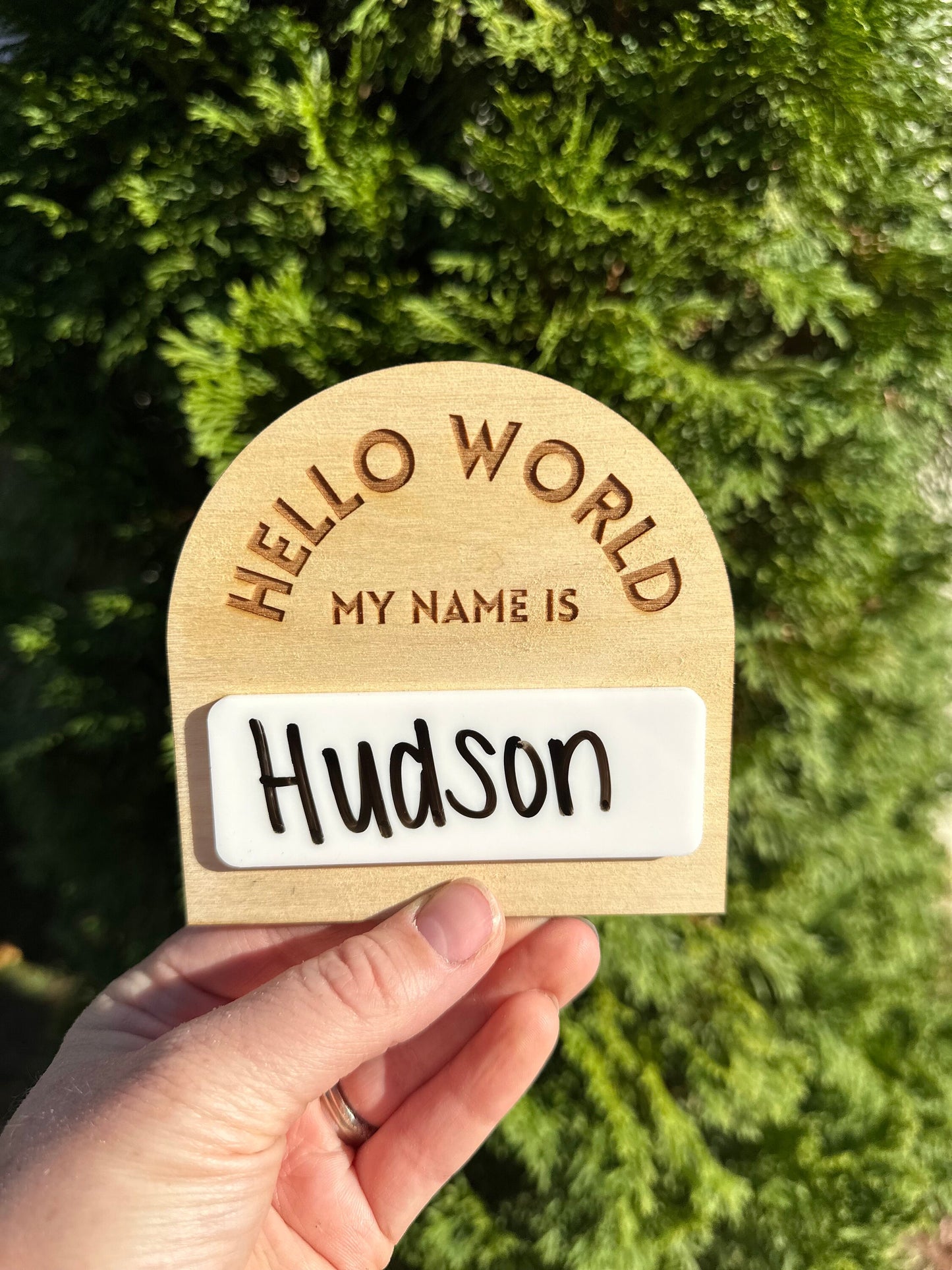 Arched Dry Erase Reusable Birth Announcement | Reusable Newborn Photo Prop | Birth Announcement Sign Acrylic | Hello World Birth Sign