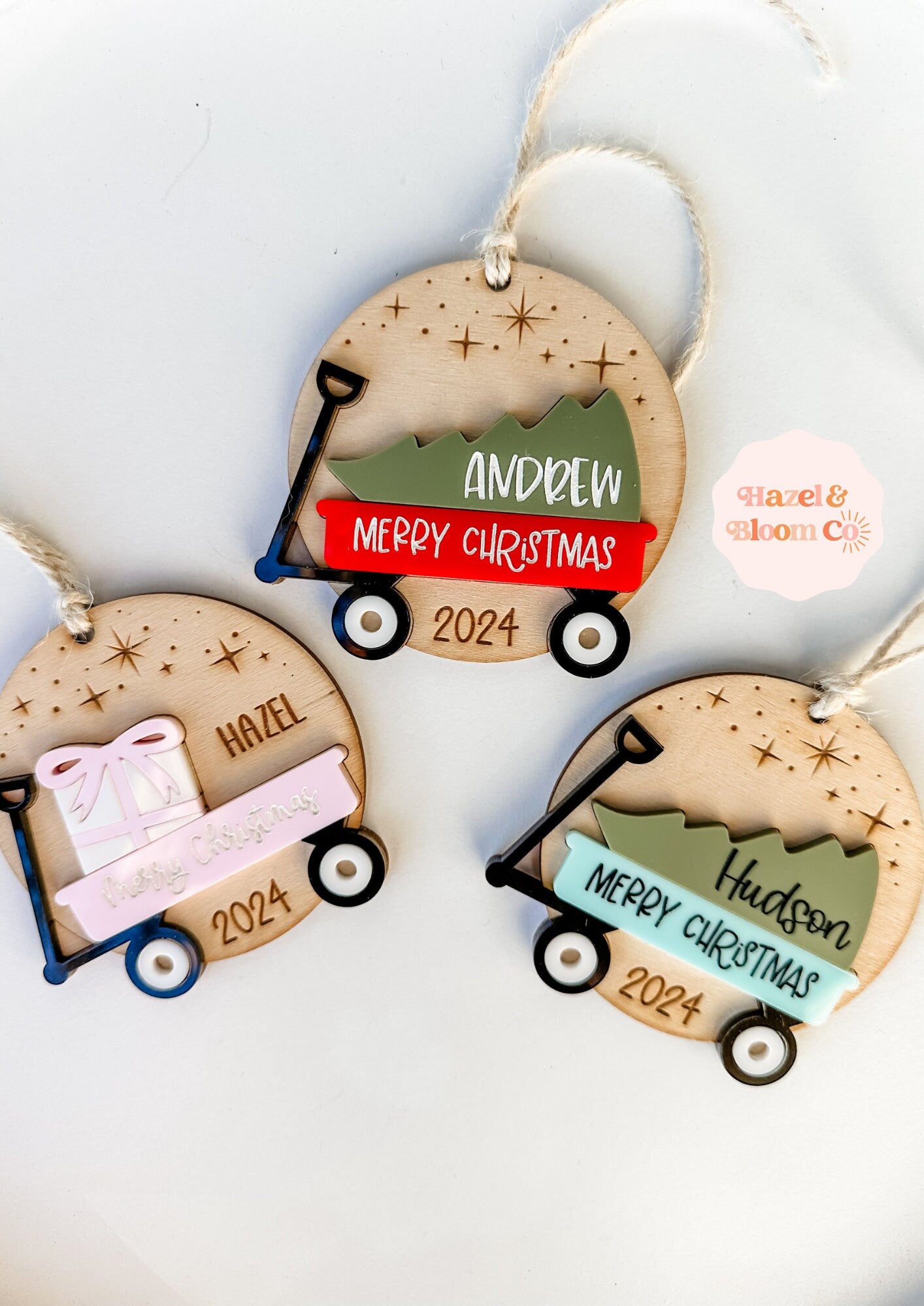 Wagon Personalized Christmas Ornament 2025