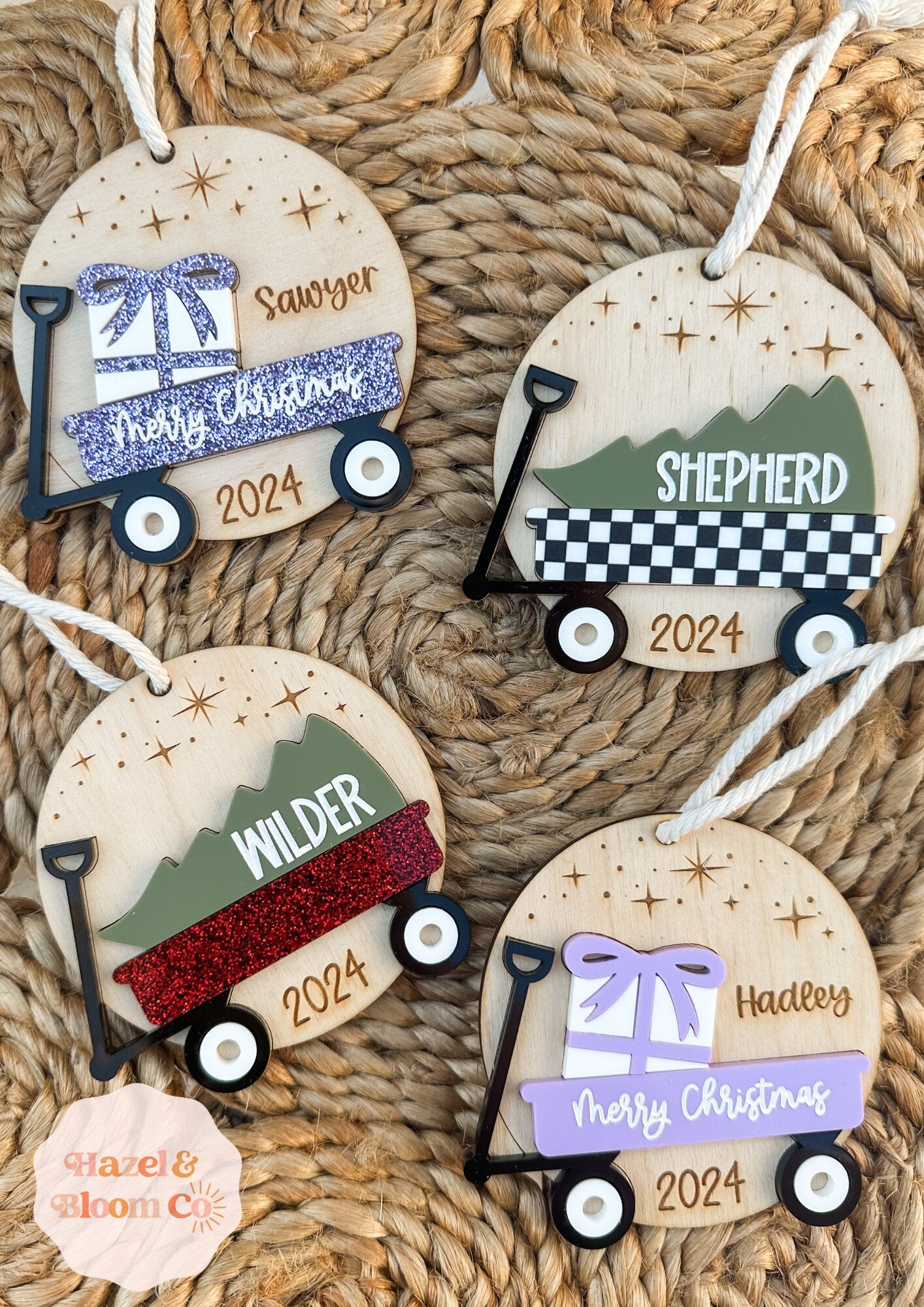 Wagon Personalized Christmas Ornament 2025