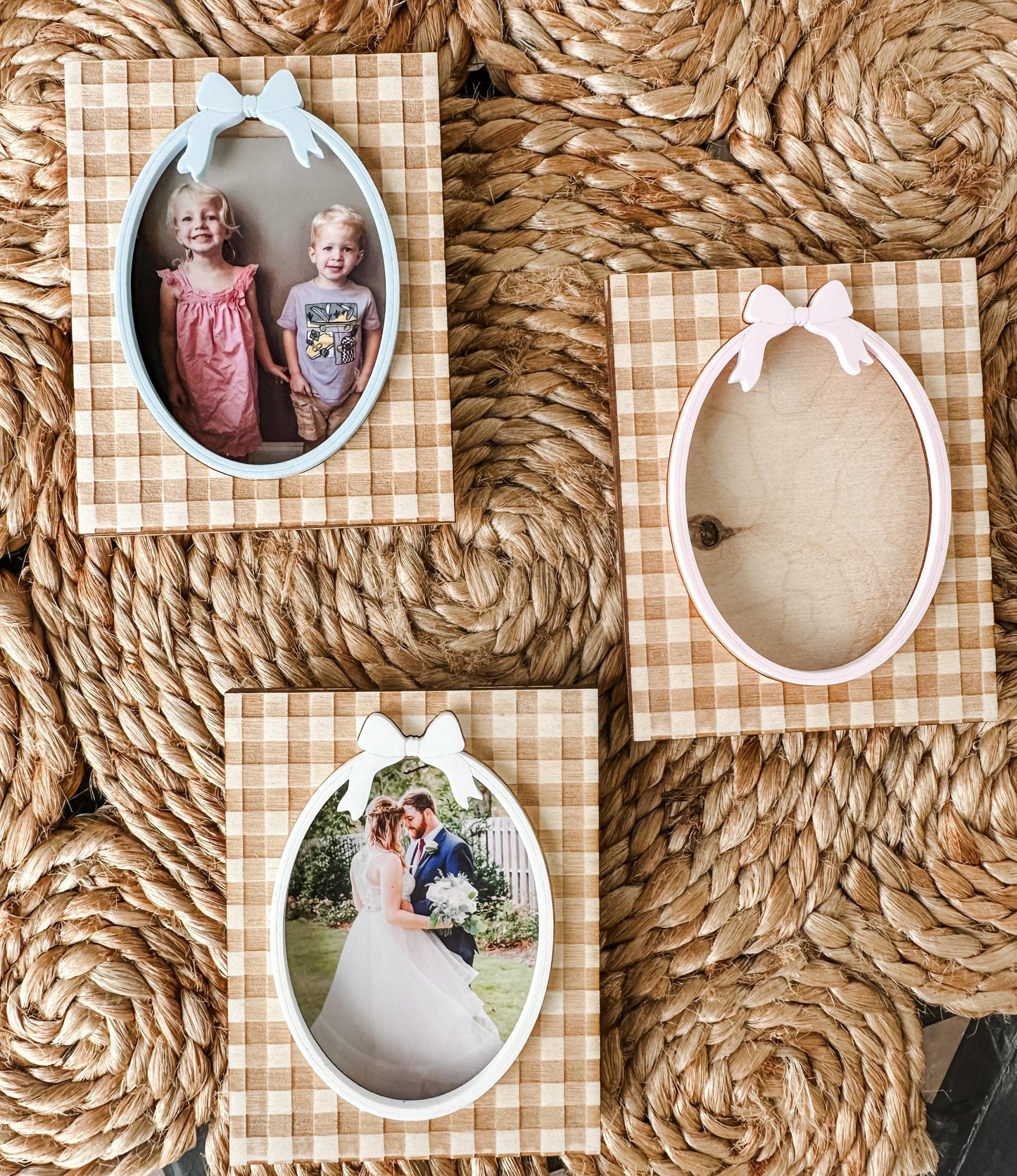 Gingham Bow Fridge Picture Frame