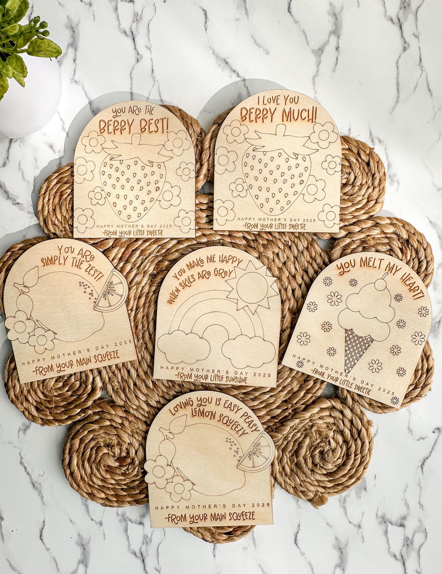 Mother's Day 2025 Wooden Coloring Cards