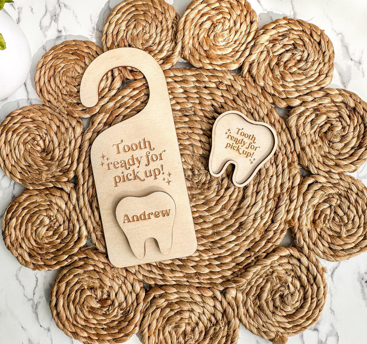 Personalized Tooth Fairy Stop Here Sign + Tray Set