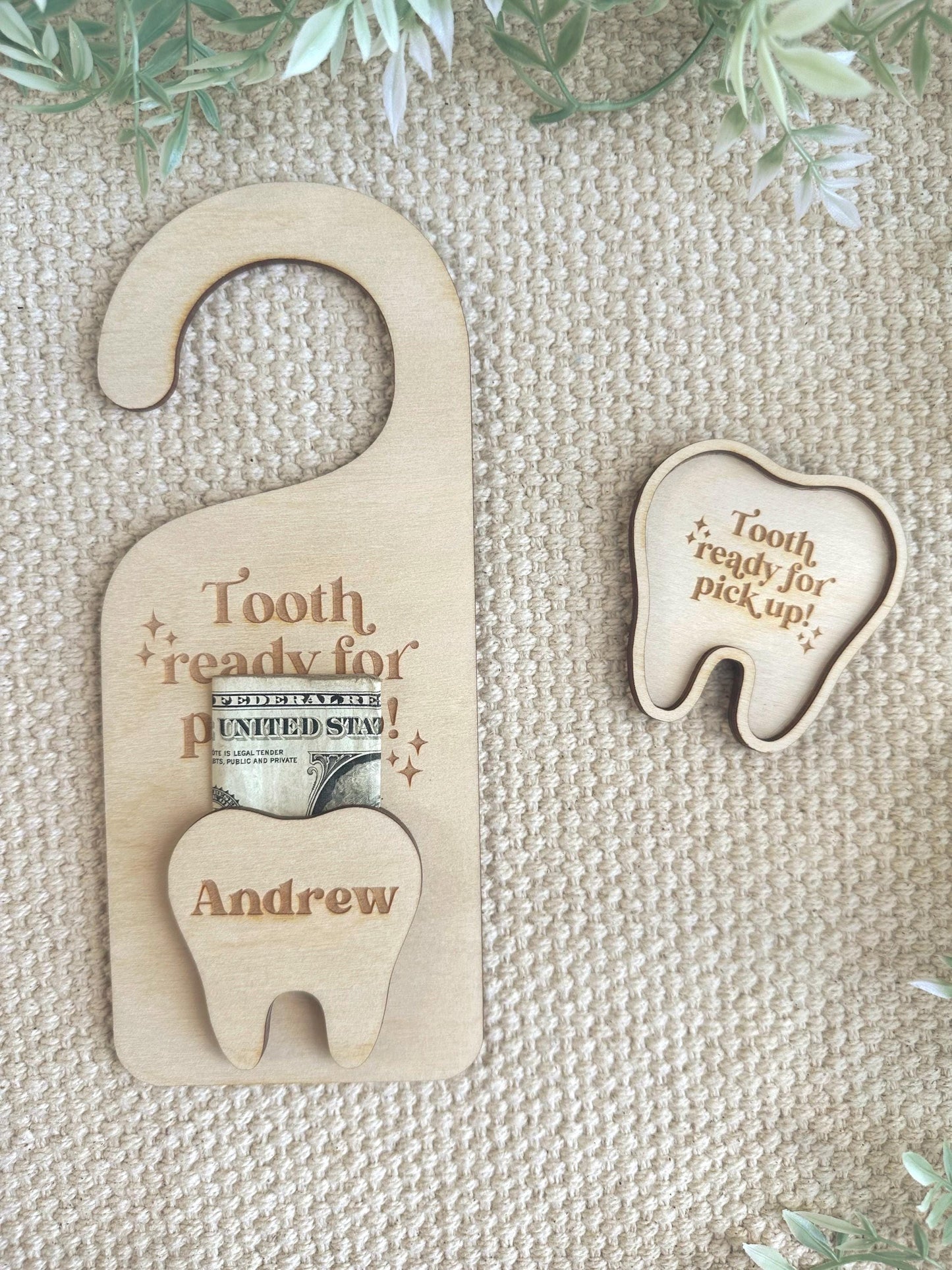 Personalized Tooth Fairy Stop Here Sign + Tray Set