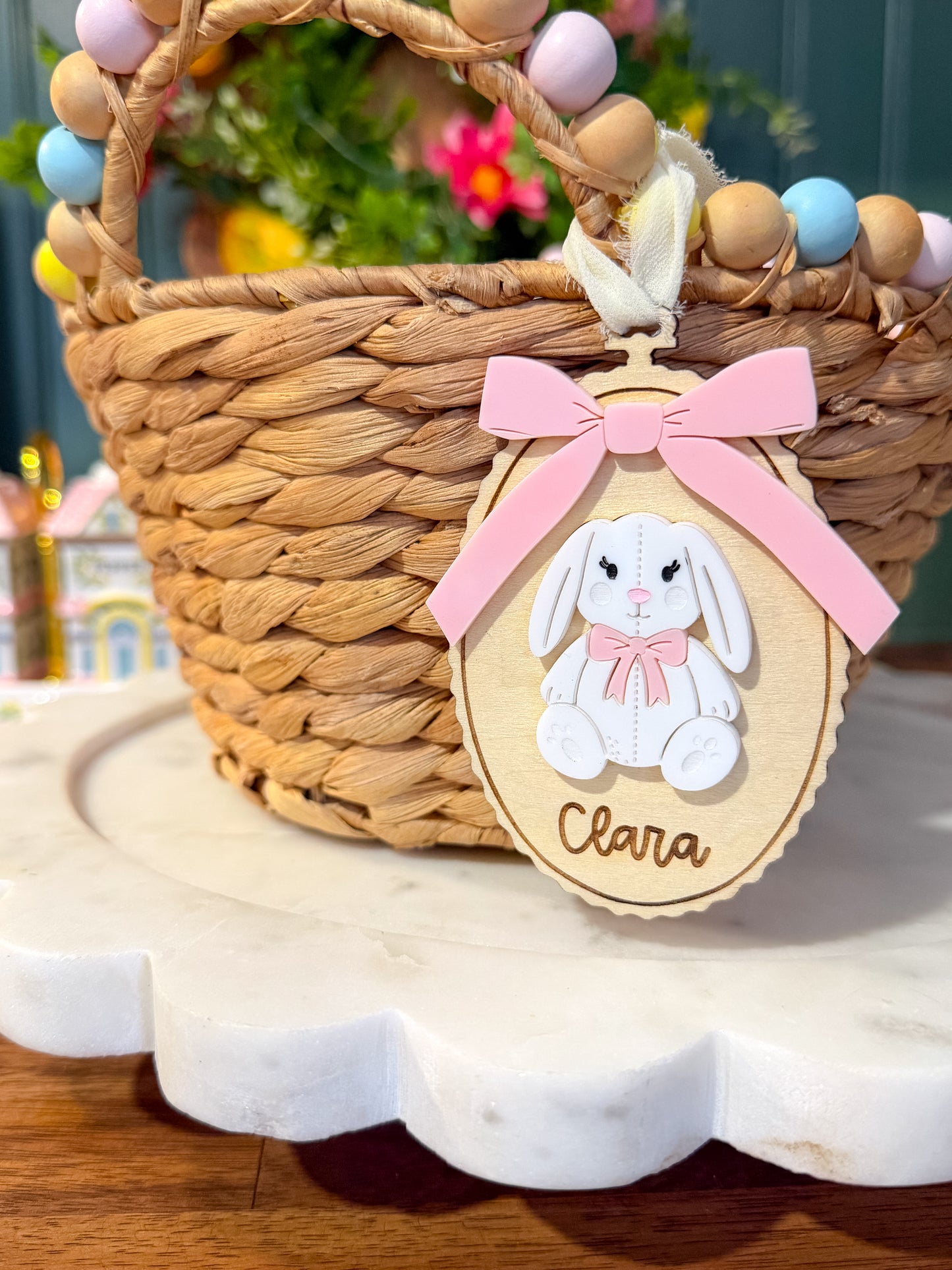 Vintage Style Bunny Easter Basket Tag