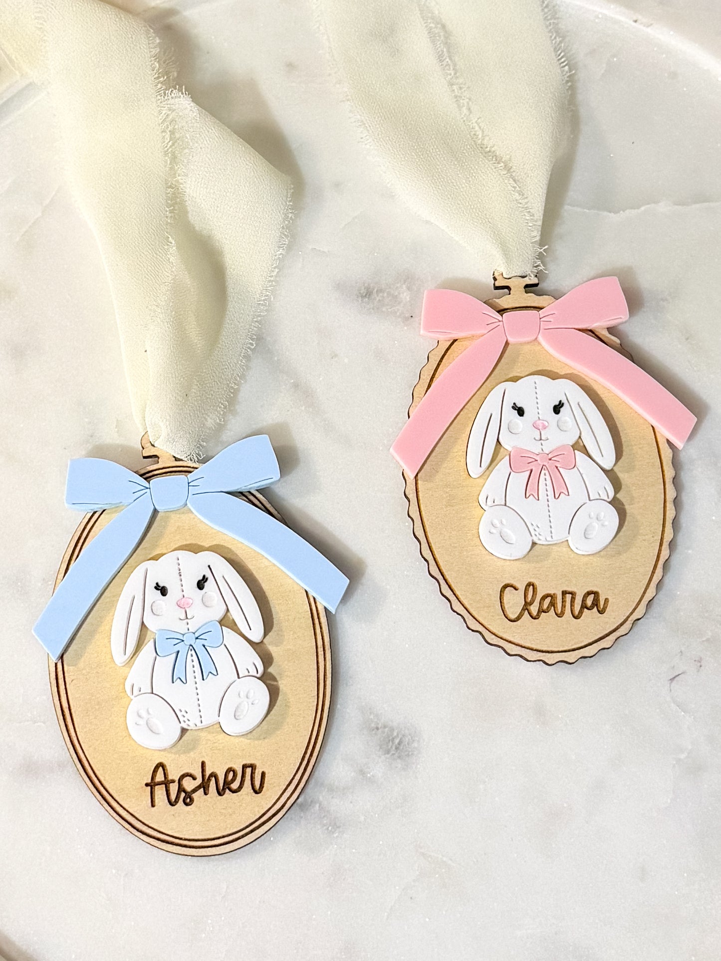 Vintage Style Bunny Easter Basket Tag