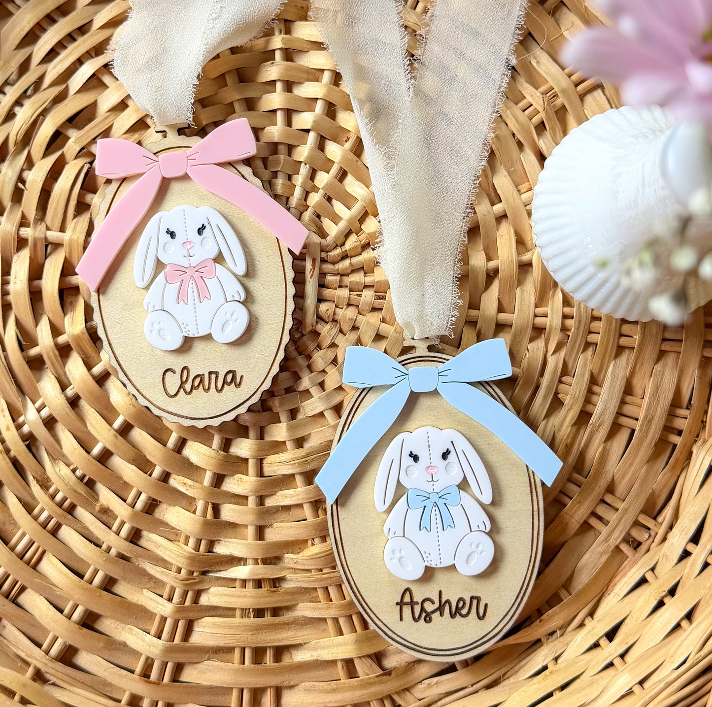 Vintage Style Bunny Easter Basket Tag