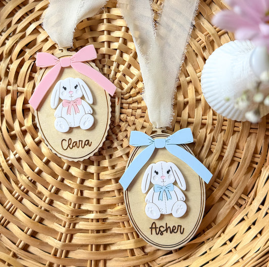 Vintage Style Bunny Easter Basket Tag
