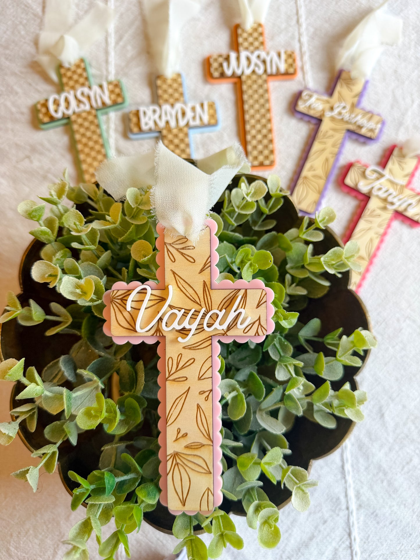 Personalized Cross Easter Basket Name Tag