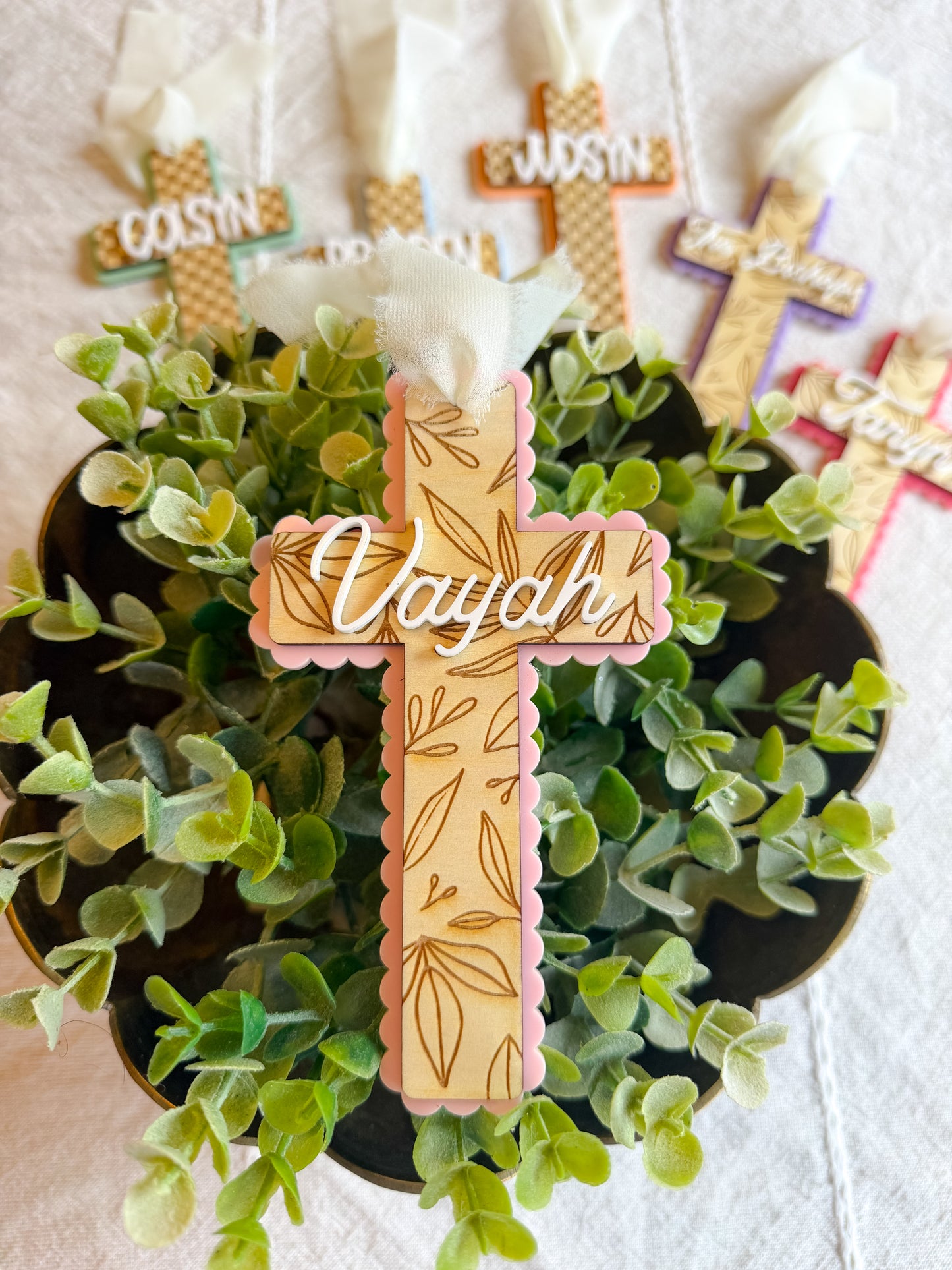 Personalized Cross Easter Basket Name Tag