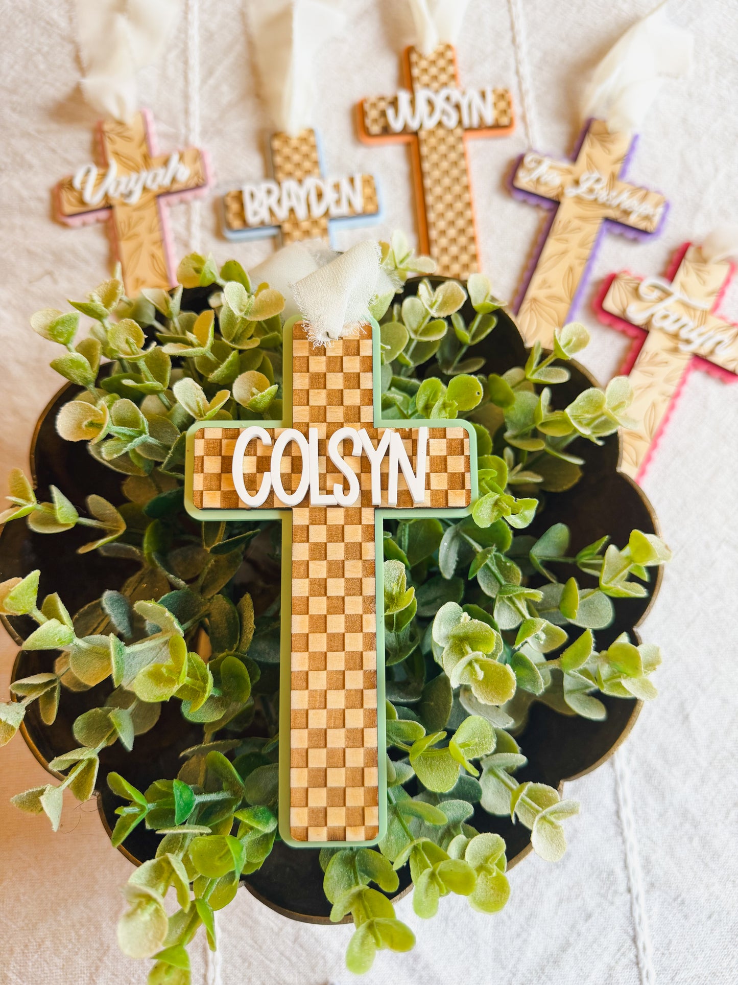 Personalized Cross Easter Basket Name Tag