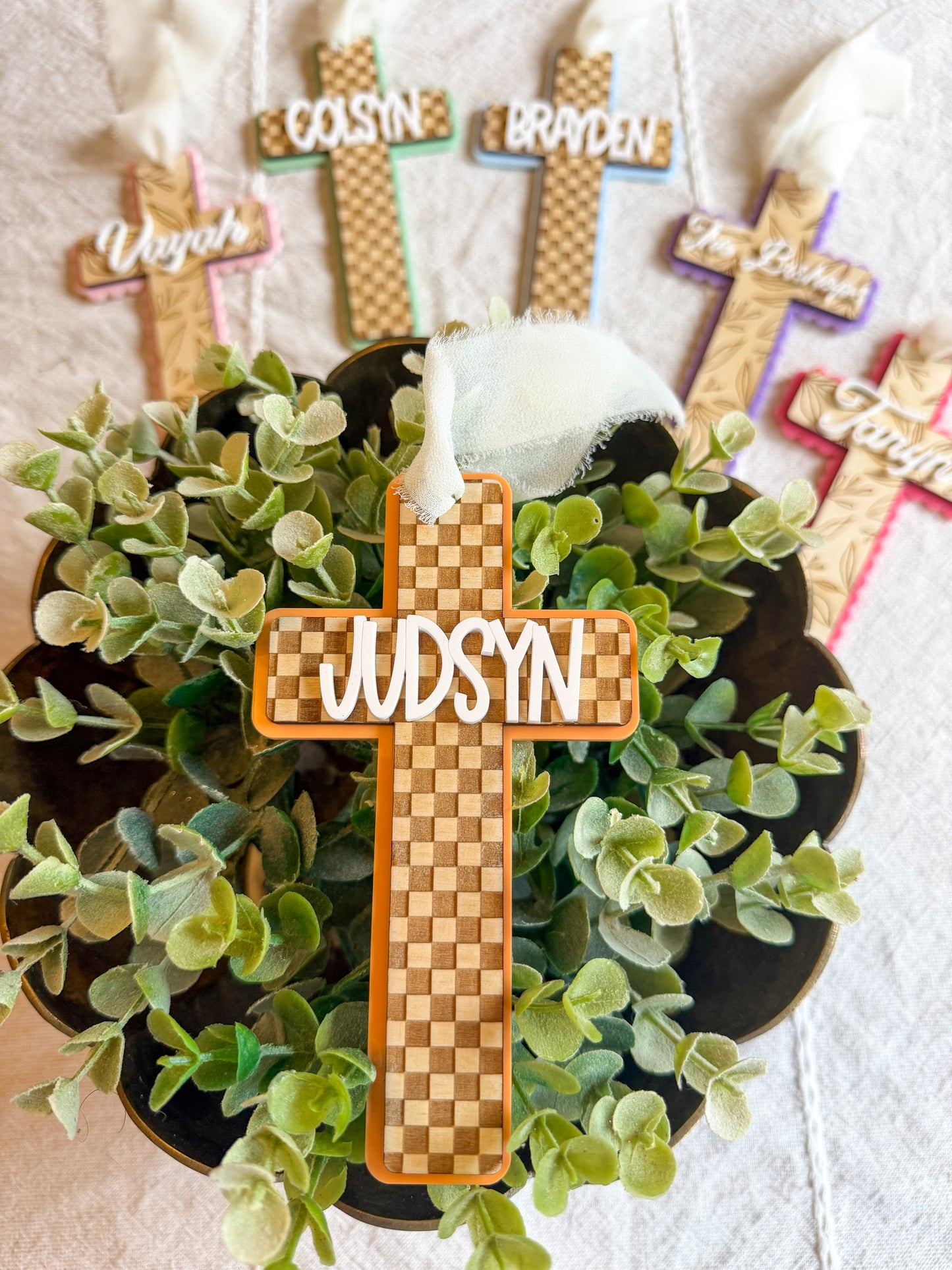 Personalized Cross Easter Basket Name Tag