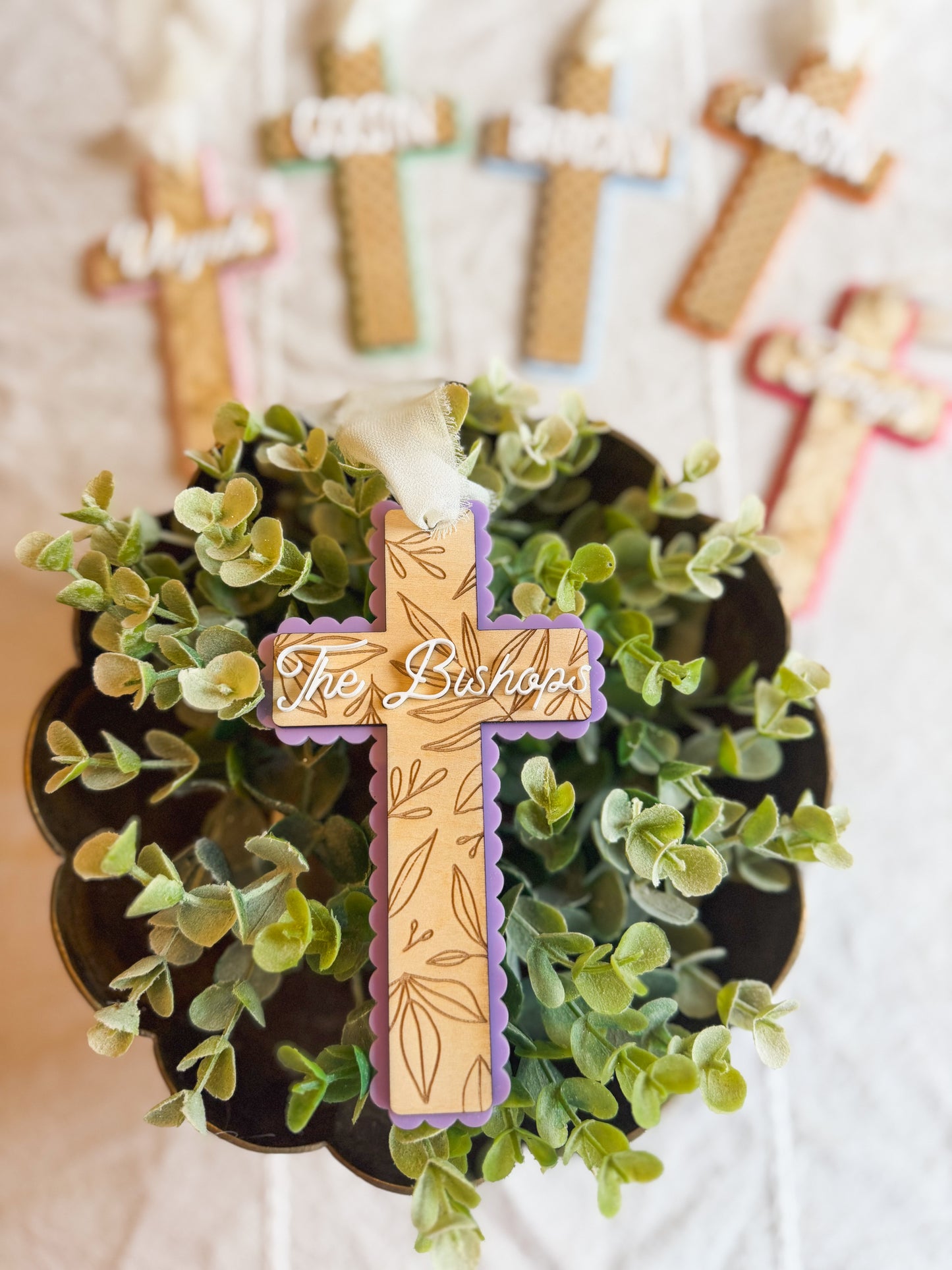 Personalized Cross Easter Basket Name Tag