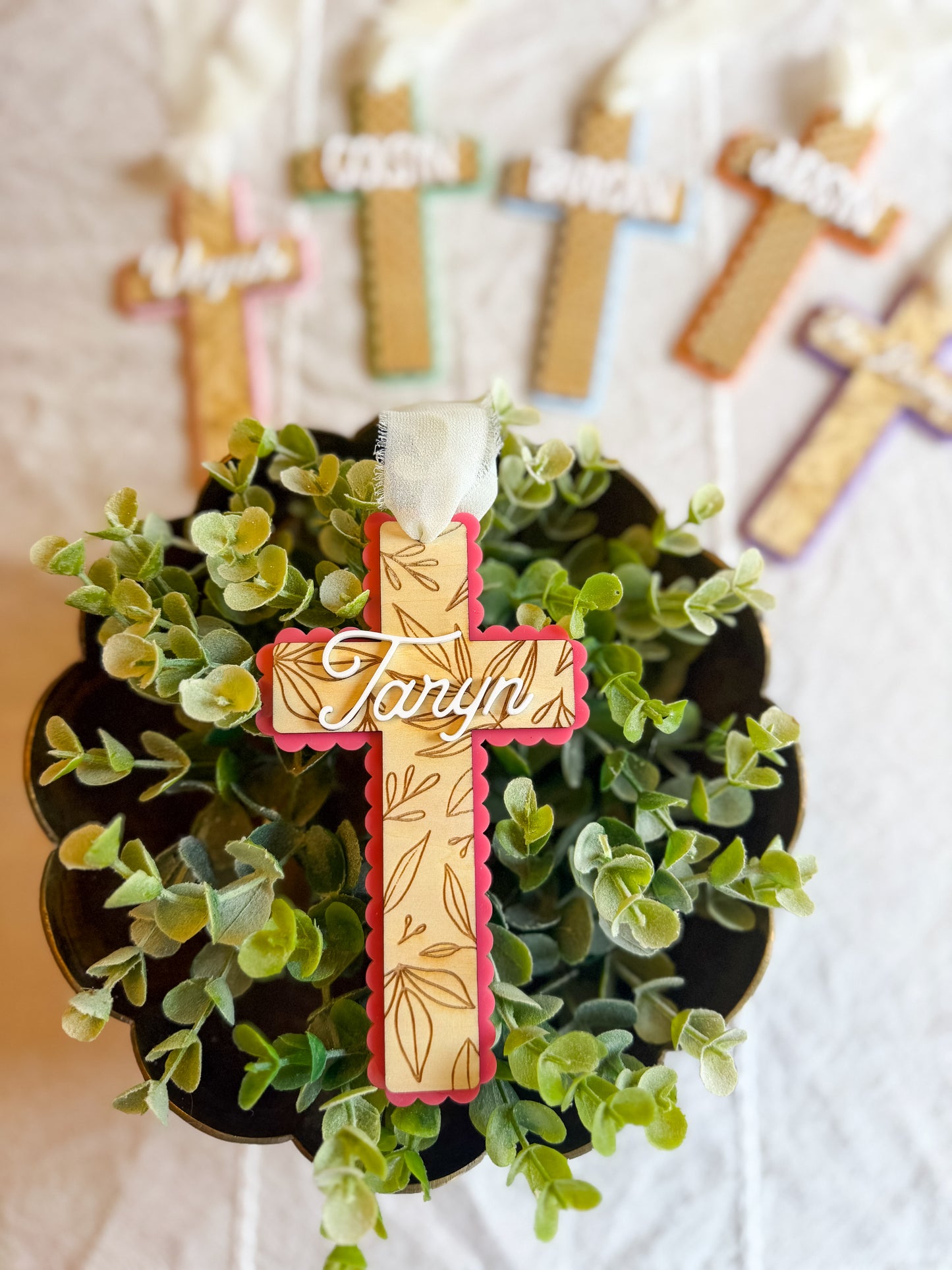 Personalized Cross Easter Basket Name Tag