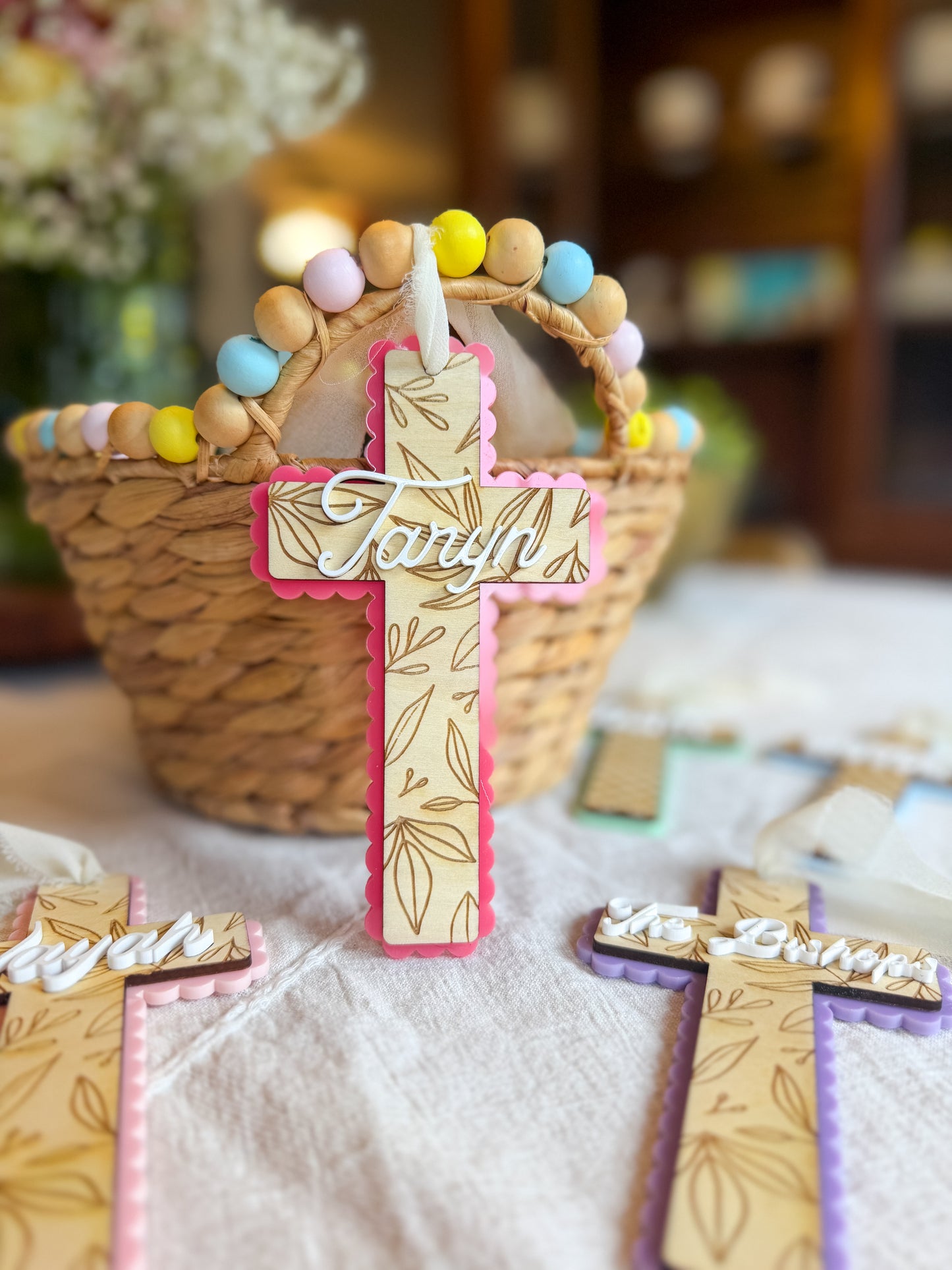 Personalized Cross Easter Basket Name Tag