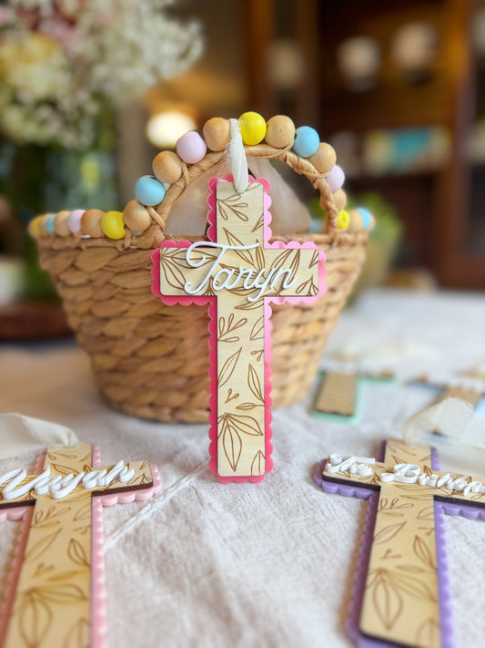 Personalized Cross Easter Basket Name Tag