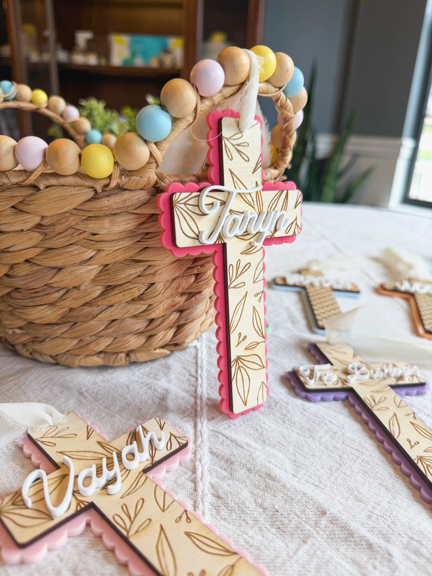 Personalized Cross Easter Basket Name Tag