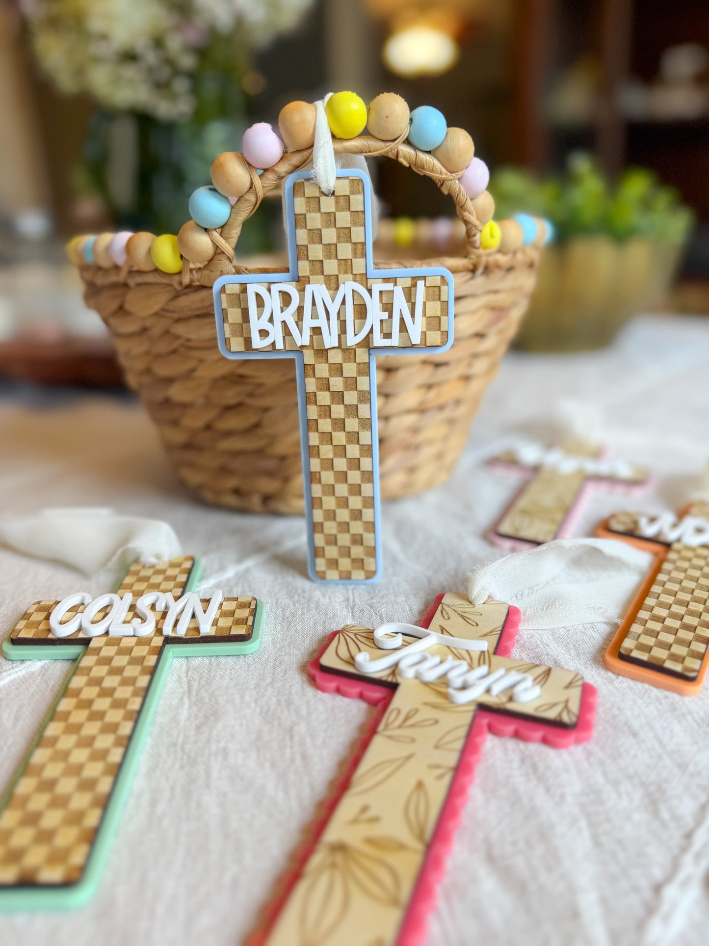 Personalized Cross Easter Basket Name Tag