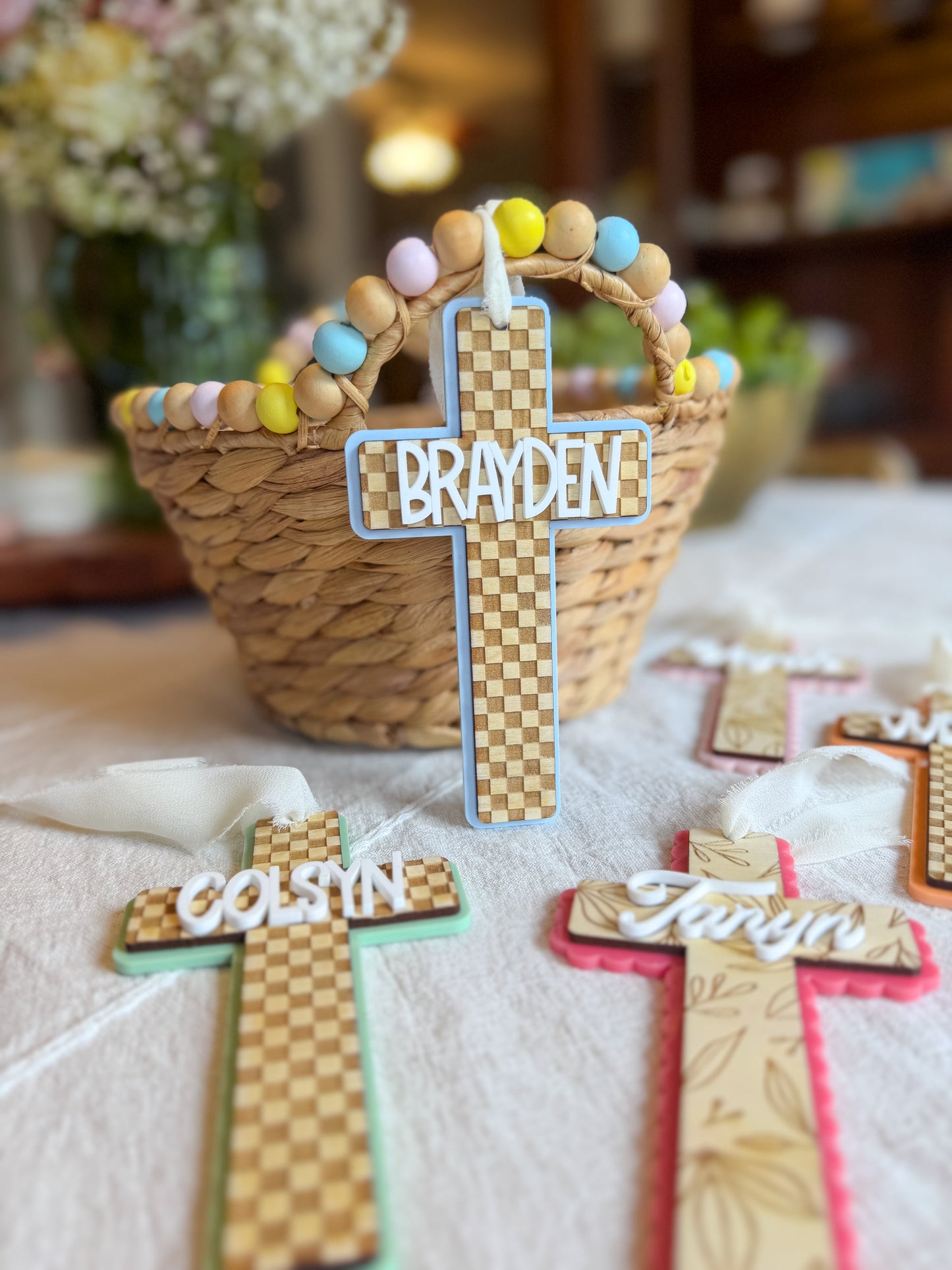 Personalized Cross Easter Basket Name Tag