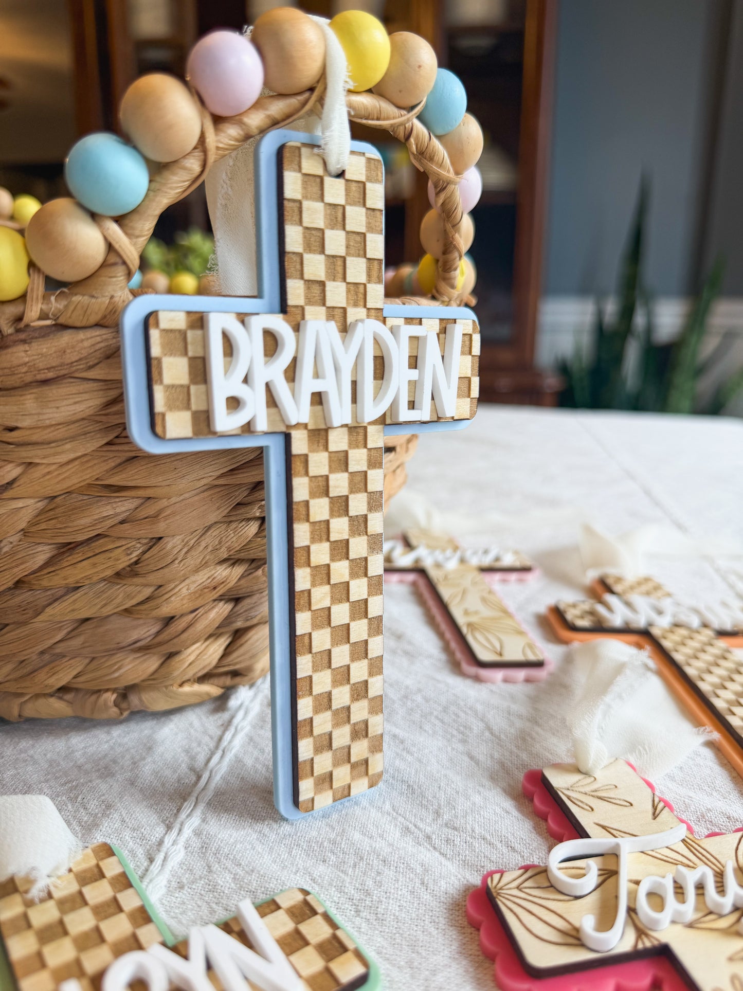 Personalized Cross Easter Basket Name Tag