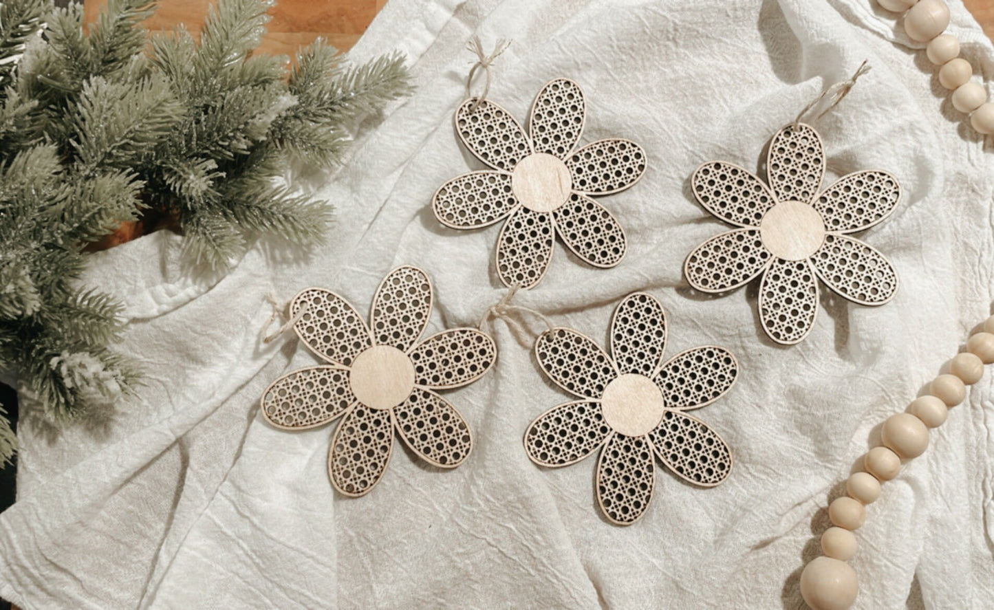 Rattan Daisy Ornaments