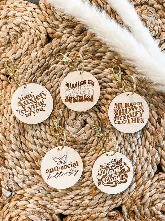 Circle Wooden Keychain
