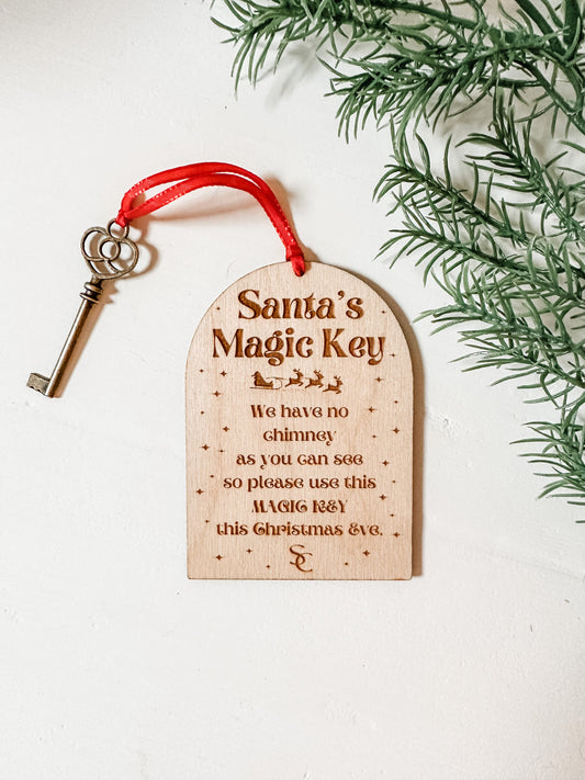 Santa's Magic Key Christmas Ornament Wooden