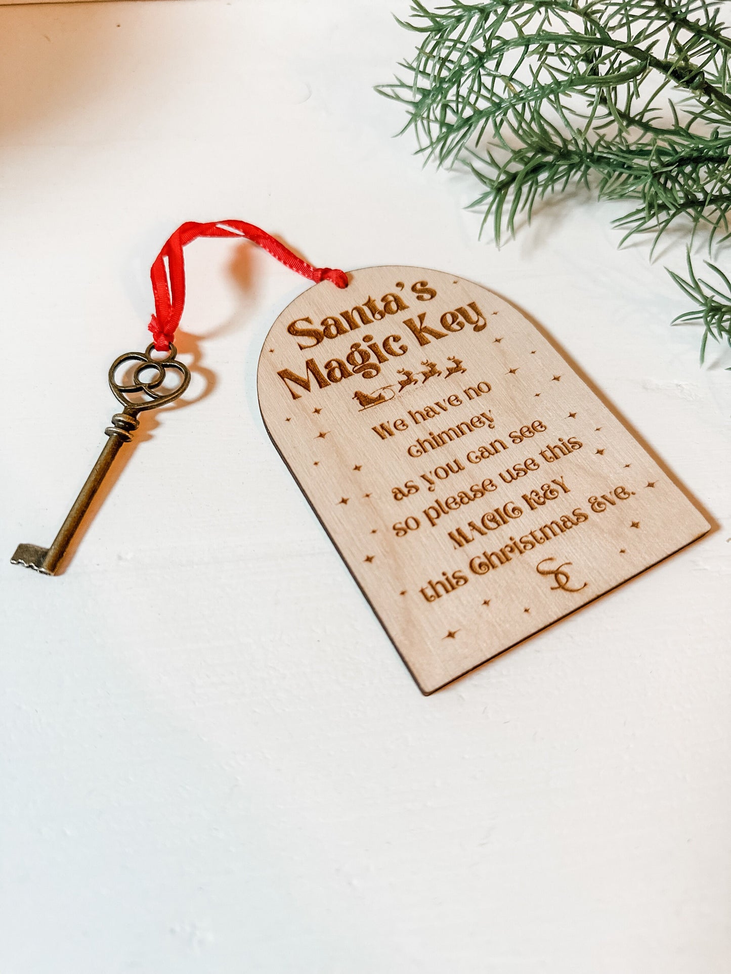 Santa's Magic Key Christmas Ornament Wooden