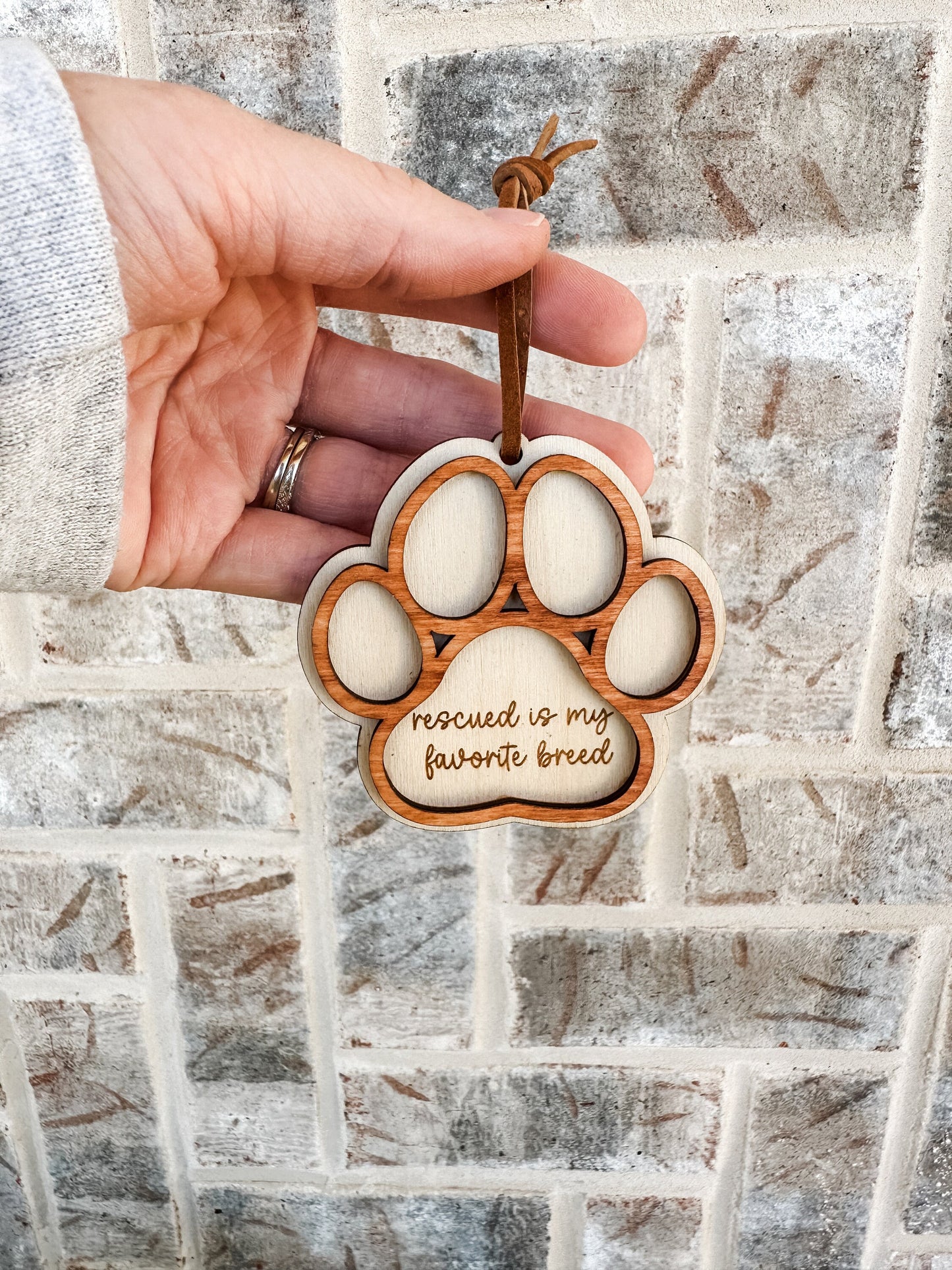 Rescued is My Favorite Breed Dog Paw Ornament