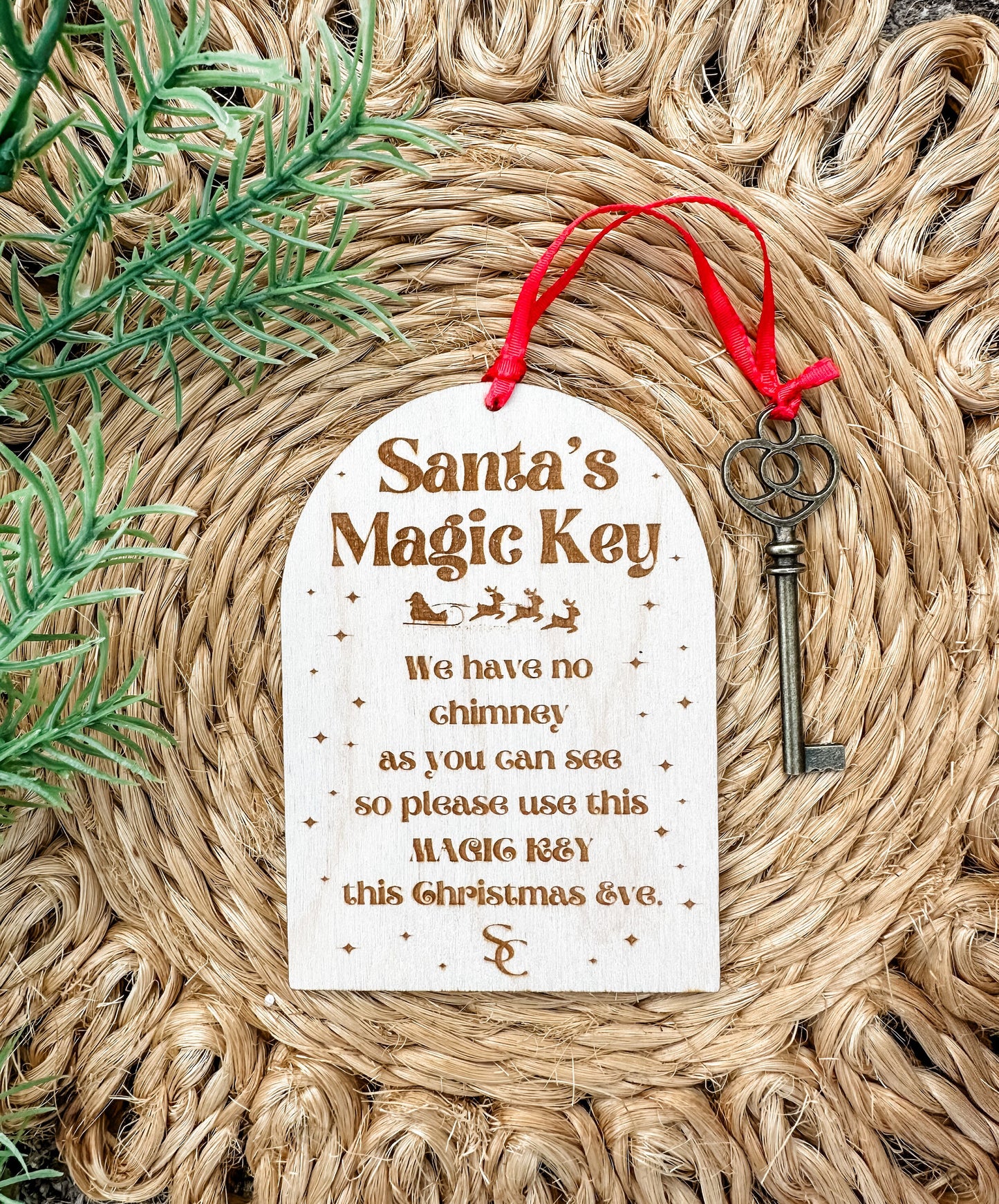Santa's Magic Key Christmas Ornament Wooden