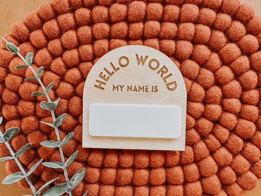 Arched Dry Erase Reusable Birth Announcement | Reusable Newborn Photo Prop | Birth Announcement Sign Acrylic | Hello World Birth Sign