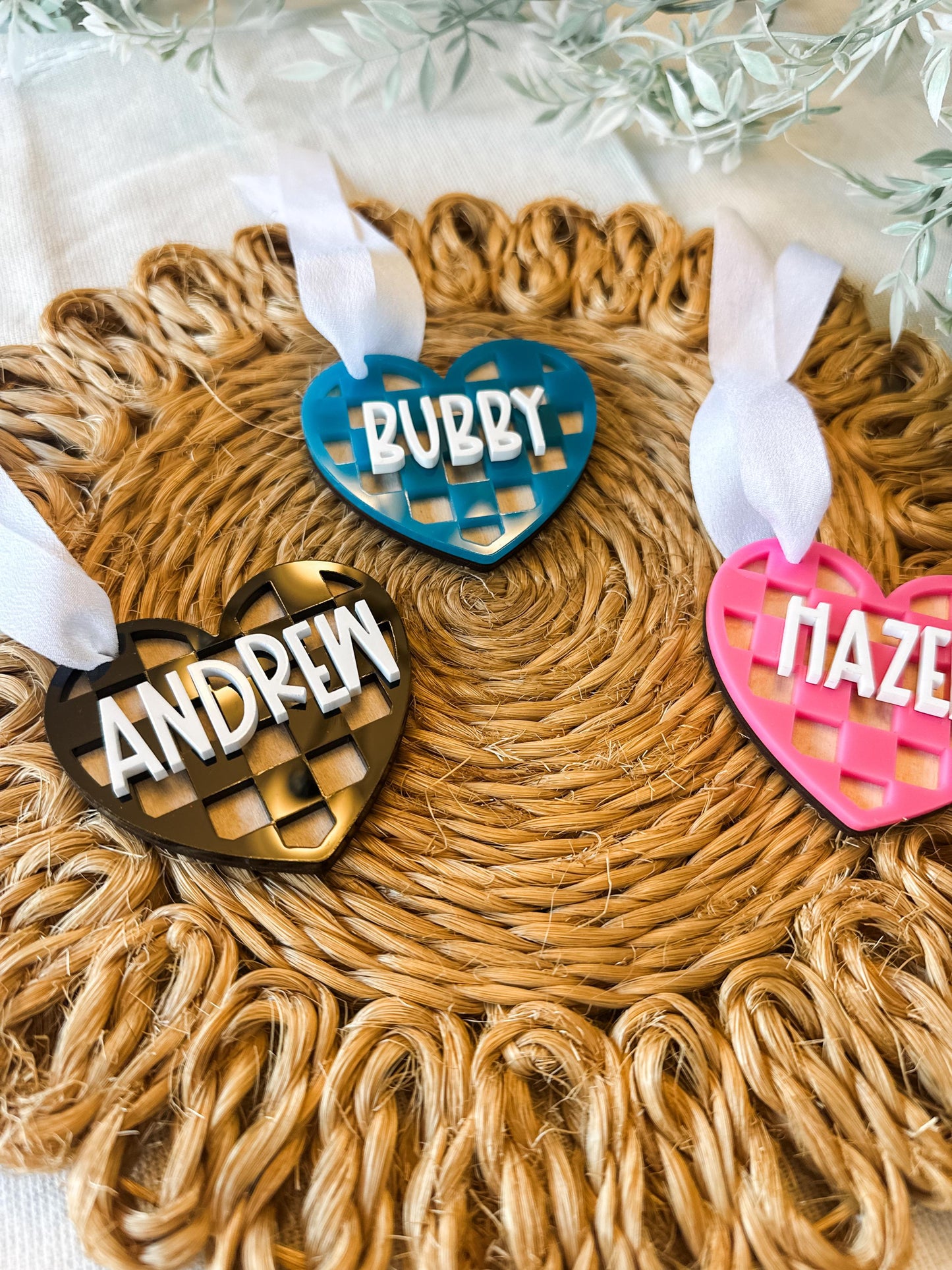 Checkered Heart Valentine's Day Gift Basket Tag