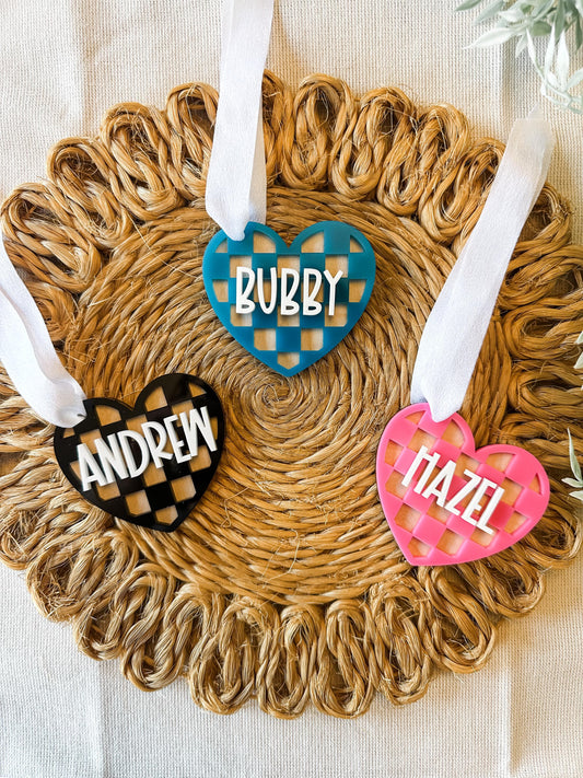 Checkered Heart Valentine's Day Gift Basket Tag