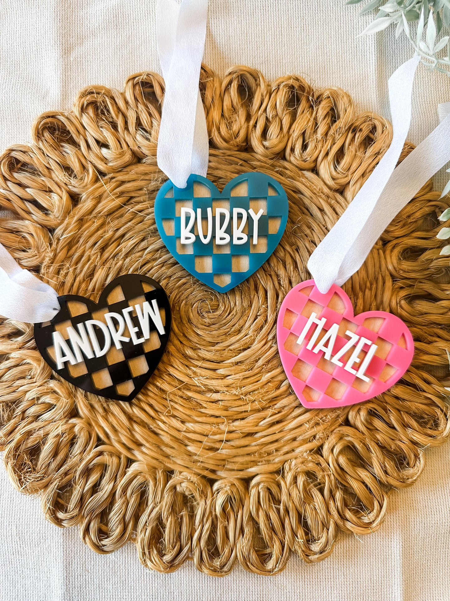 Checkered Heart Valentine's Day Gift Basket Tag
