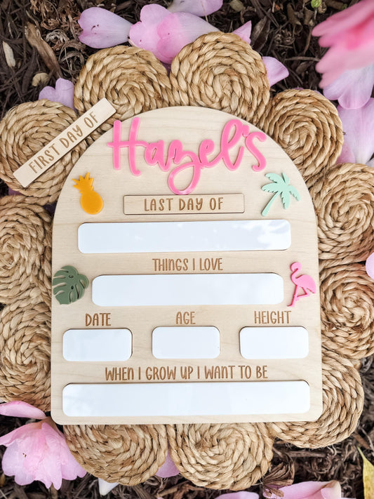 First Day Of School Sign Tropical Theme