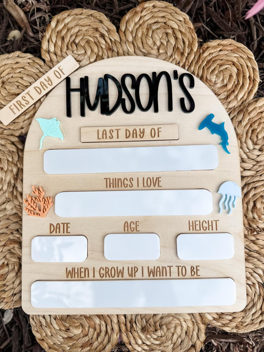 First Day Of School Sign Ocean Theme