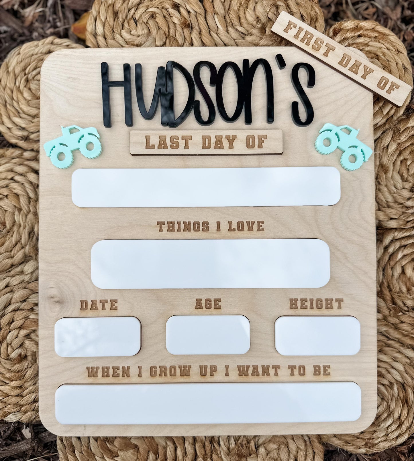 First Day Of School Sign Monster Truck Theme