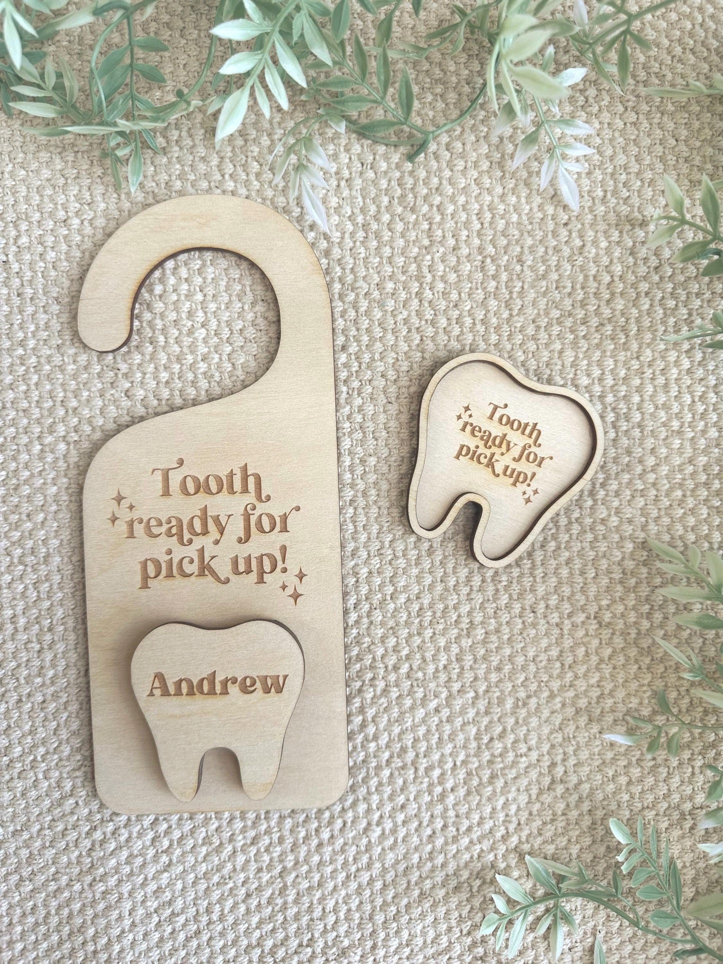 Personalized Tooth Fairy Stop Here Sign + Tray Set